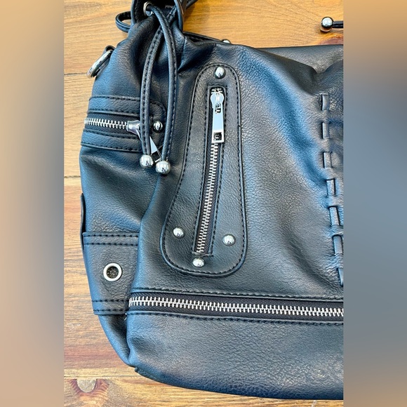 Laurel & Sunset Rockstar Biker Shoulder/Cross Body Bag | Black | Pockets Galore! - Picture 3 of 14